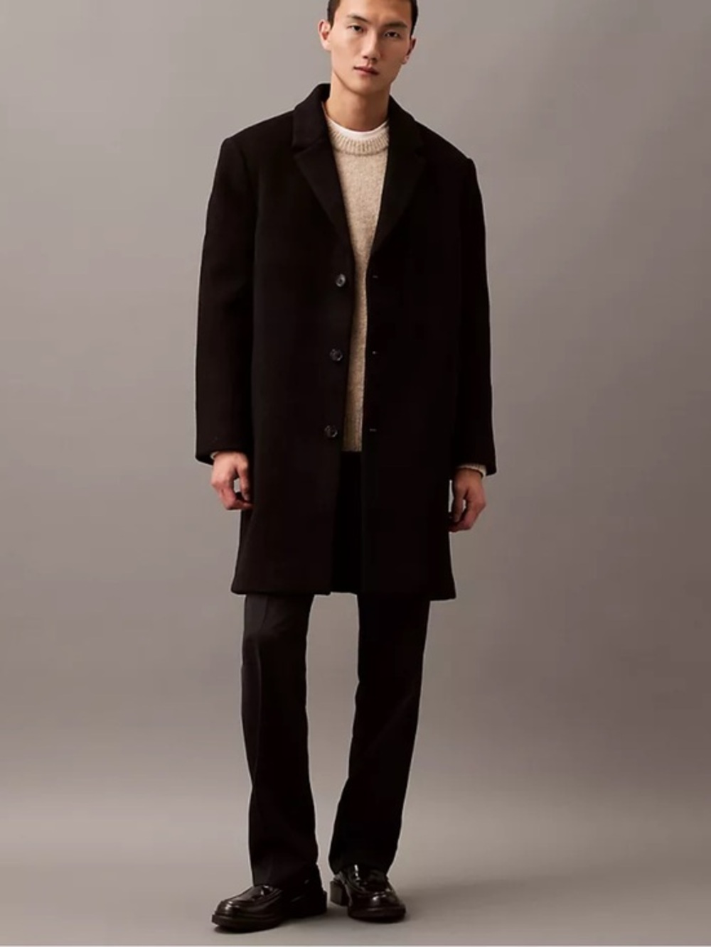 Calvin Klein Classic Black Wool Cashmere blend Overcoat NWOT size 44R